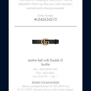 100% authentic black leather Gucci belt size 75